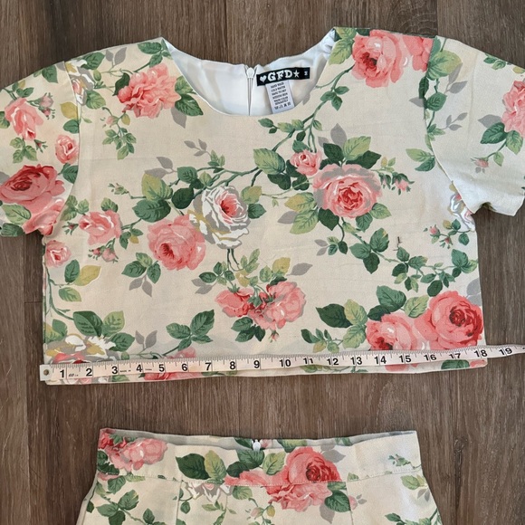 Pink Roses Mini Skirt and Crop Top Set - Picture 7 of 12